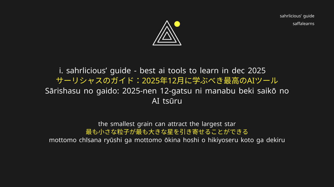 Sahrlicious' Guide - Best AI Tools to Learn in December 2025